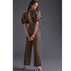 Anthropologie Puff Sleeve Open-Back Jumpsuit by En Saison